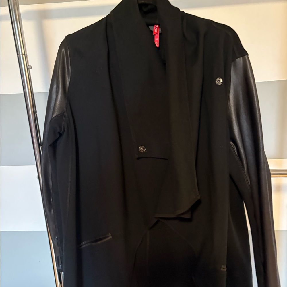 SPANX Black Women's Wrap Faux Leather Jacket - Picture 2 of 3